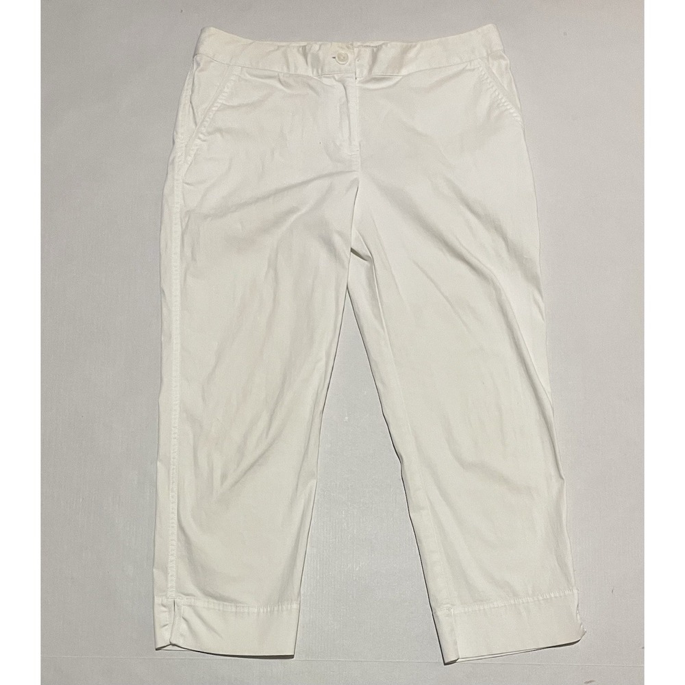 TOMMY BAHAMA Relax Everyday Pants Women 6 X 23.5 White Cropped Flat Front Capri